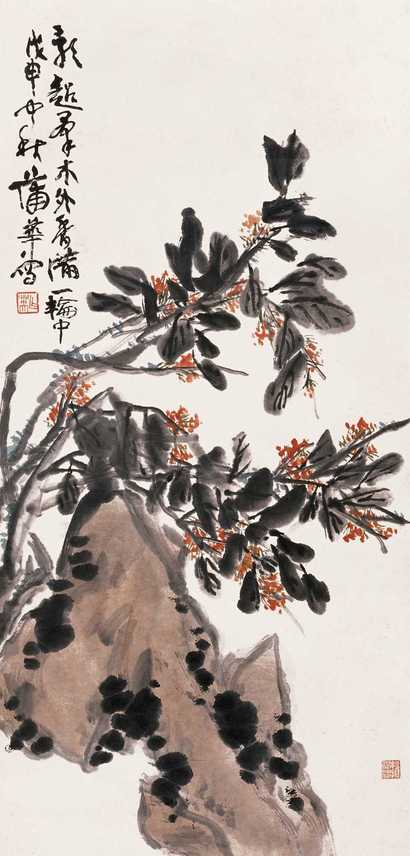 蒲华 1908年作 金桂 立轴